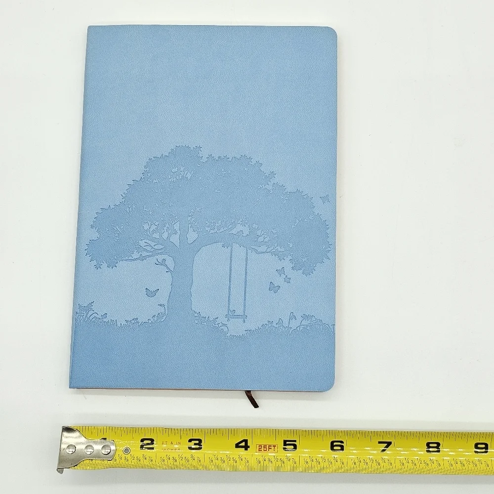 Tree of Life Faux Leather Journal Bamboo Pen Inspirational Bookmark Set Blue